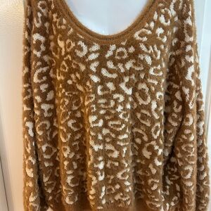 Pink Lily Tan Leopard Print Sweater